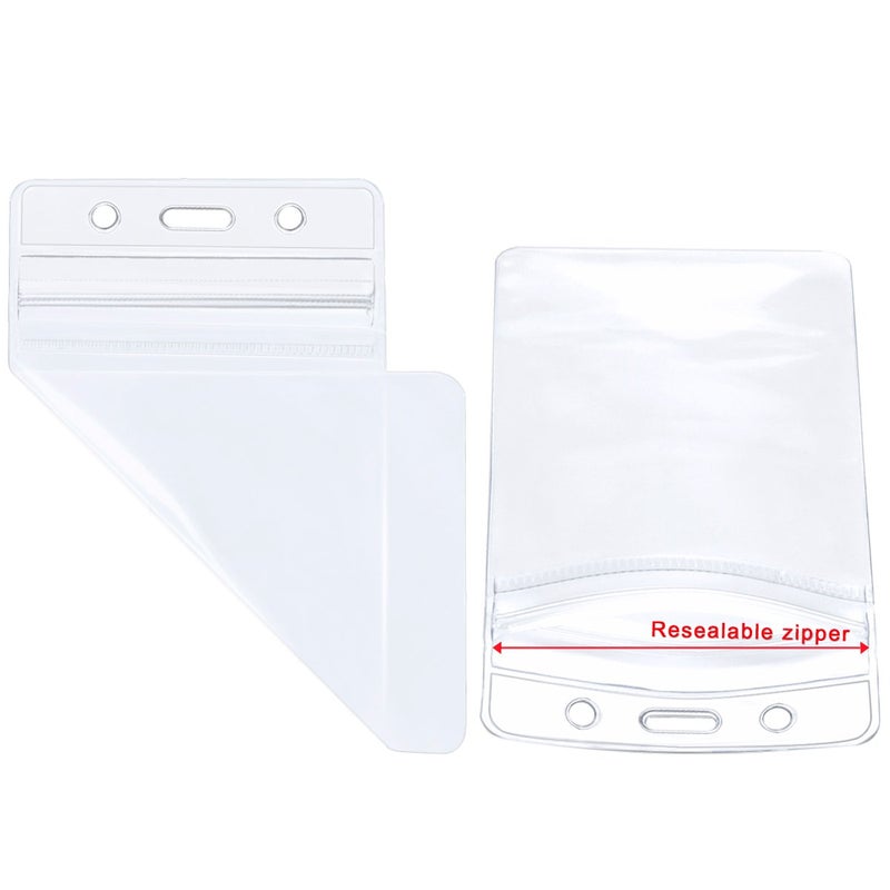 Petutu 20 PCS Clear ID Badge Holder, Vertical Clear Plastic Name Key Card Tag Holder - Image 3